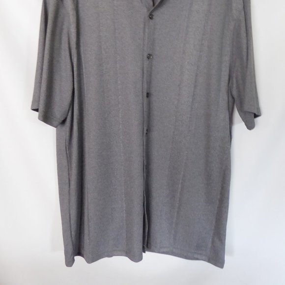 HAGGAR BRAND MENS GRAY STRIPED TEXTURED PATTERN SHIRT (PRE-OWNED) LARGE - Picture 6 of 7